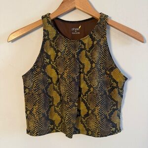 Pheel Snake Print Crop workout top with built in bra, Size S, Great Condition!